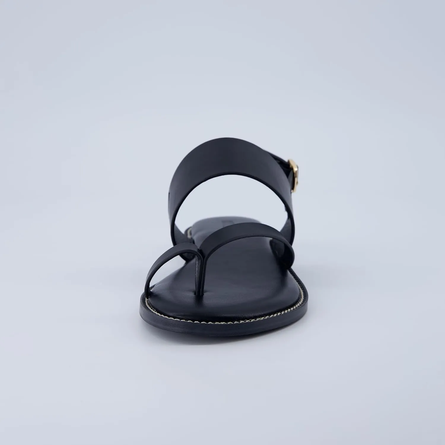 CUSHIONAIRE Leader Women’s Strappy Sandal – Premium Faux Leather Toe Loop Flat with Adjustable Ankle Strap & Cushioned Footbed