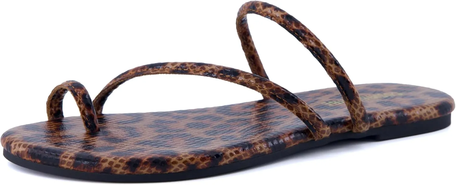 CUSHIONAIRE Resort Women’s Minimalist Strappy Sandals – Lightweight Summer Flat Sandals with Cushioned Footbed