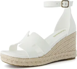 CUSHIONAIRE Women's Charlie Espadrille Wedge Sandal  Memory Foam and Wide Widths Available