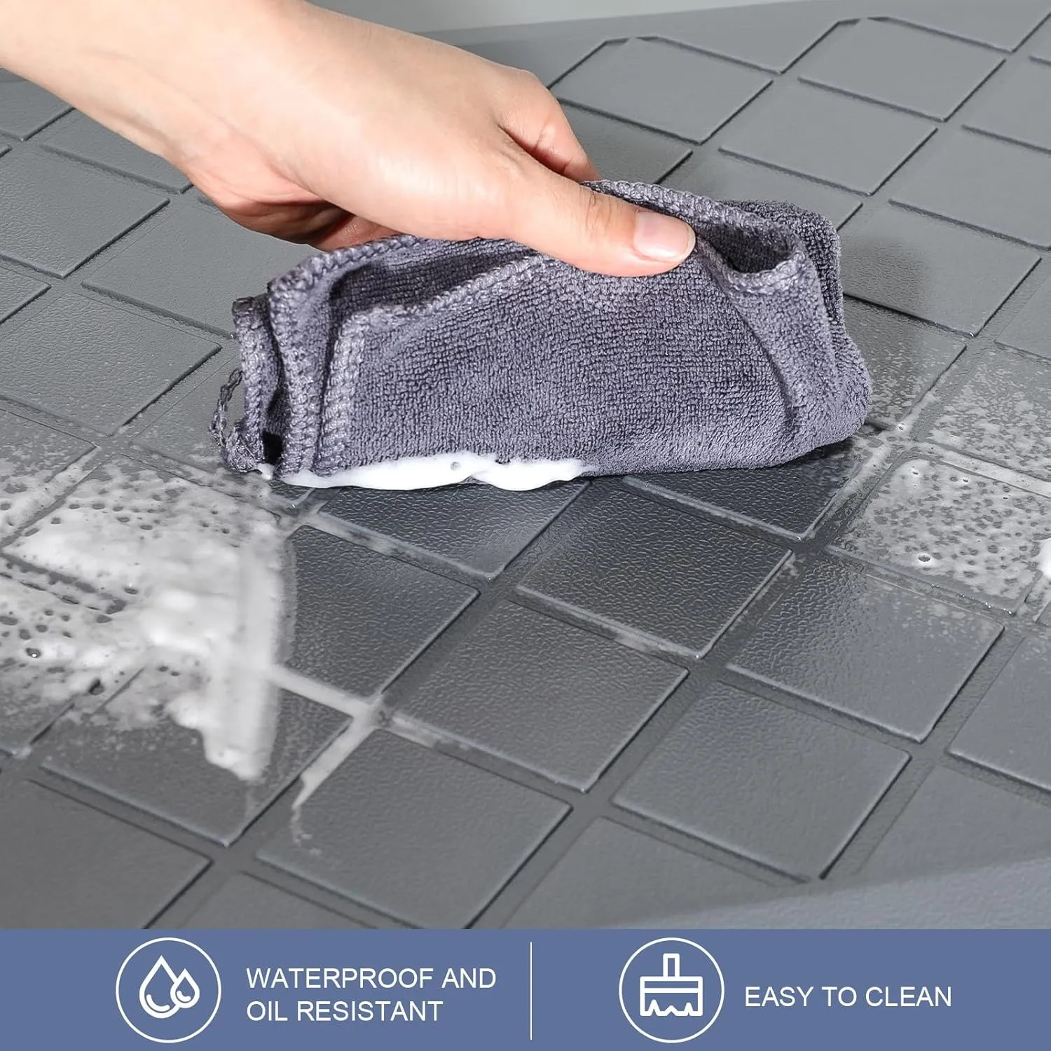 Cushioned Kitchen Mat 2 PCS, Anti Fatigue Kitchen Rugs, Heavy Duty Non-Skid, Ergonomic Comfort Foam Kitchen Floor Mat for Home, Office, Sink, Laundry - Grey