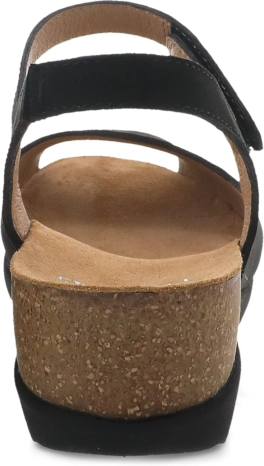 Dansko Marcy Slip-On Wedge Sandal for Women - Comfortable Wedge Shoes with Arch Support -Adjustable Hook & Loop Strap - Versatile Casual to Dressy Footwear - Lightweight Rubber Outsole