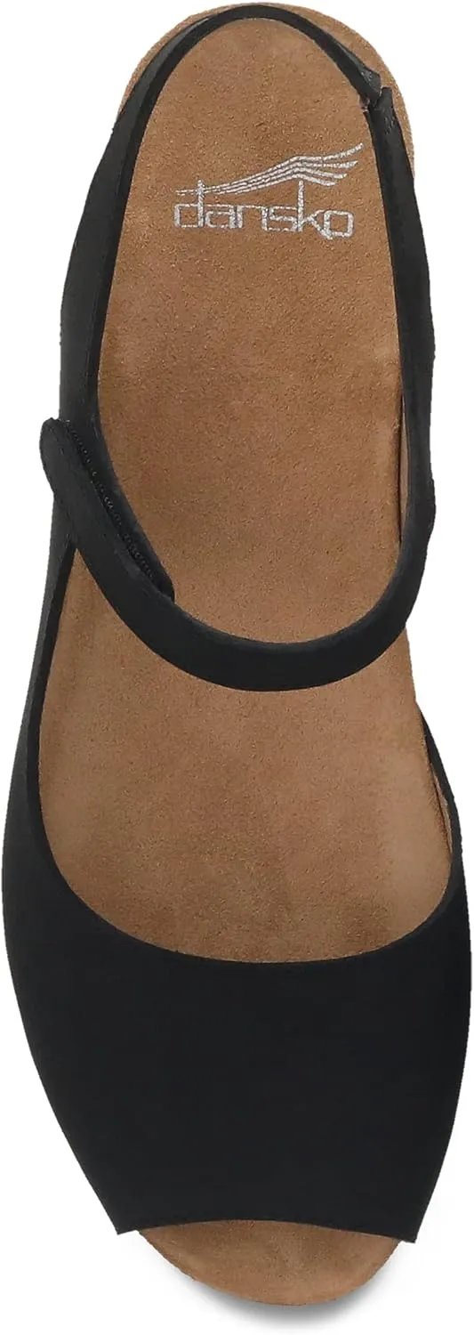 Dansko Marcy Slip-On Wedge Sandal for Women - Comfortable Wedge Shoes with Arch Support -Adjustable Hook & Loop Strap - Versatile Casual to Dressy Footwear - Lightweight Rubber Outsole