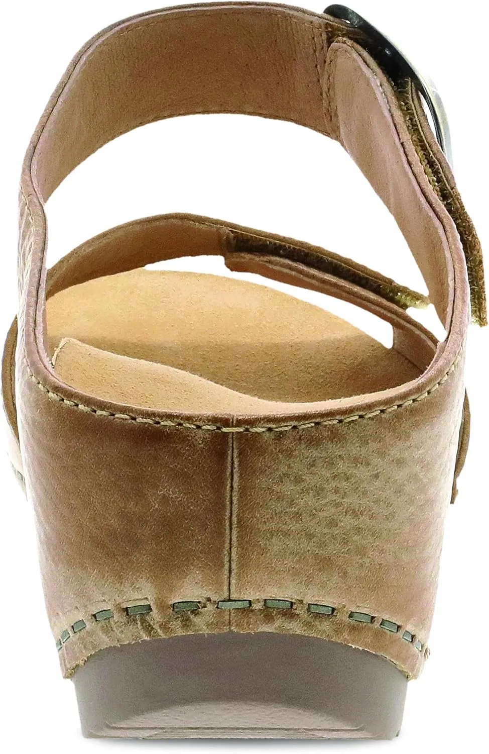 Dansko Tanya Slip-On Wedge Sandal for Women – Cushioned, Contoured Footbed for All-Day Comfort and Support – Hook & Loop Strap with Buckle Detail – Lightweight Rubber Outsole