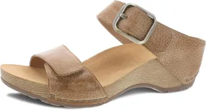 Dansko Tanya Slip-On Wedge Sandal for Women – Cushioned, Contoured Footbed for All-Day Comfort and Support – Hook & Loop Strap with Buckle Detail – Lightweight Rubber Outsole