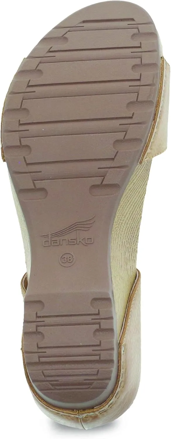 Dansko Tanya Slip-On Wedge Sandal for Women – Cushioned, Contoured Footbed for All-Day Comfort and Support – Hook & Loop Strap with Buckle Detail – Lightweight Rubber Outsole