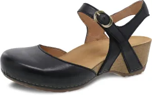 Dansko Tiffani Wedge Sandal for Women - Cushioned, Contoured Footbed for All-Day Comfort and Support - Hook & Loop Strap with Buckle Detail - Lightweight Rubber Outsole