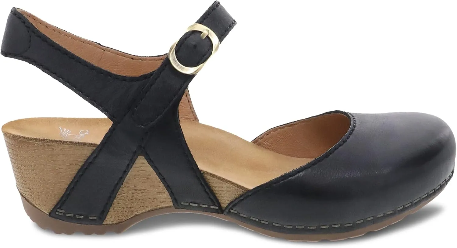 Dansko Tiffani Wedge Sandal for Women - Cushioned, Contoured Footbed for All-Day Comfort and Support - Hook & Loop Strap with Buckle Detail - Lightweight Rubber Outsole