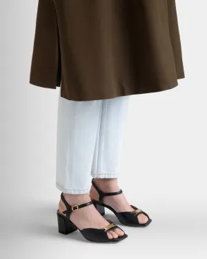 Deco Sandal in Black Leather