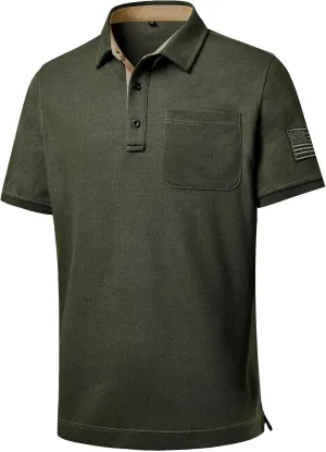 DEOLAX Mens Polo Shirts Performance Moisture Wicking Mens Tactics Polo Shirts Short Sleeve with Pocket