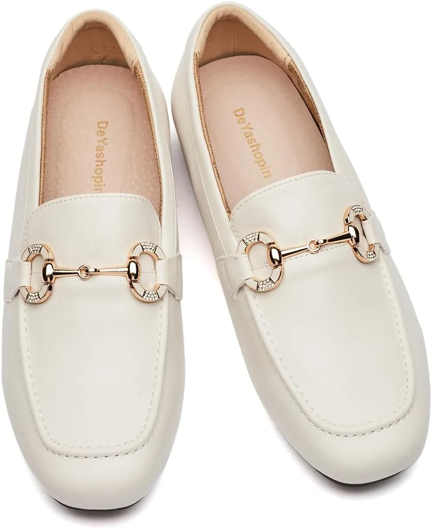 DeYashopin Womens Loafers Shoes Fashion Low Heel Slip on Shoes Comfortable Driving Flats