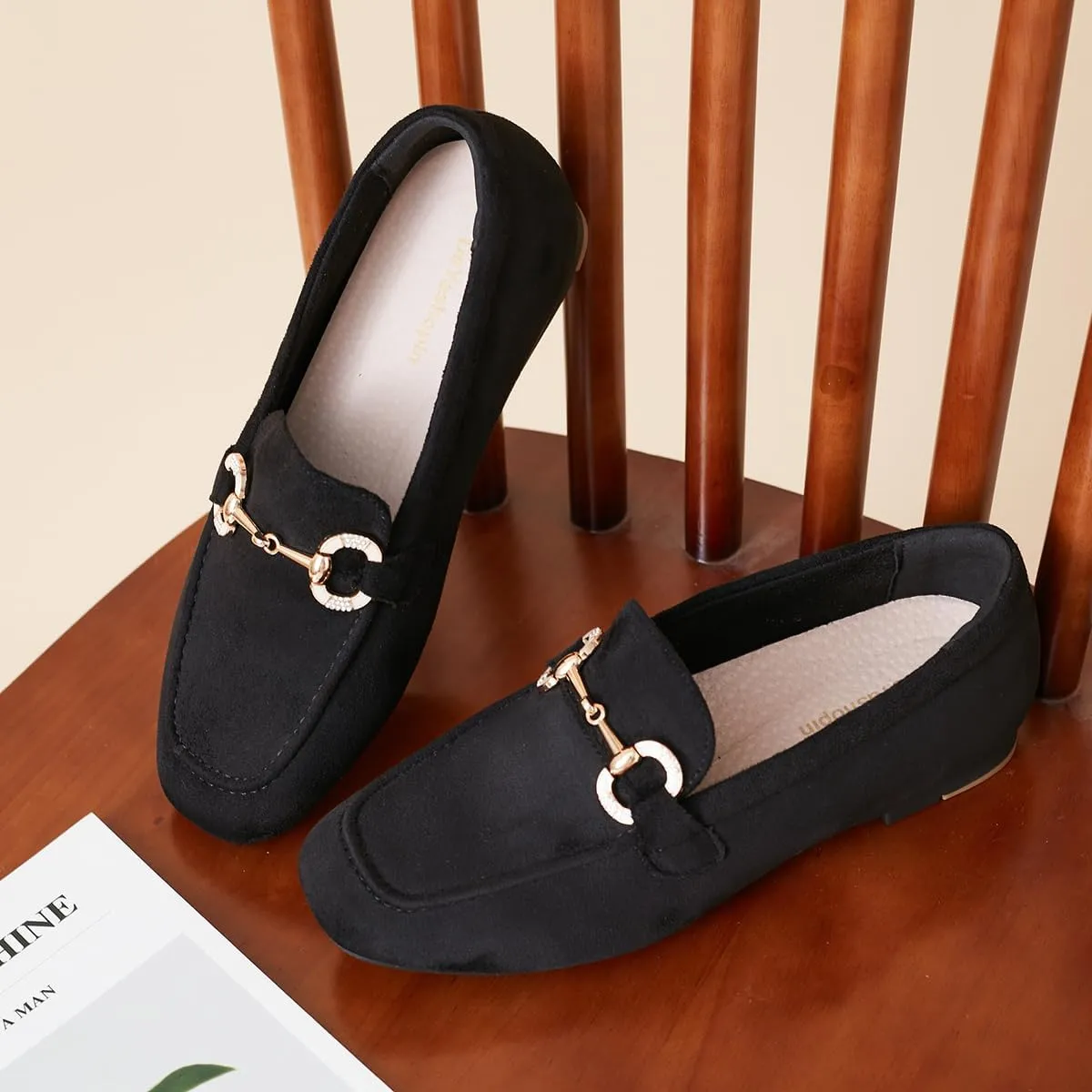 DeYashopin Womens Loafers Shoes Fashion Low Heel Slip on Shoes Comfortable Driving Flats