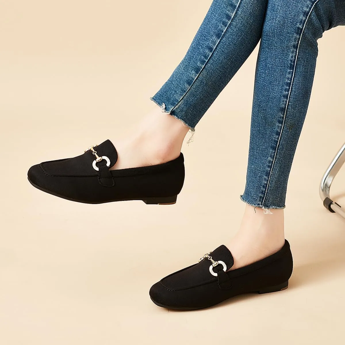 DeYashopin Womens Loafers Shoes Fashion Low Heel Slip on Shoes Comfortable Driving Flats