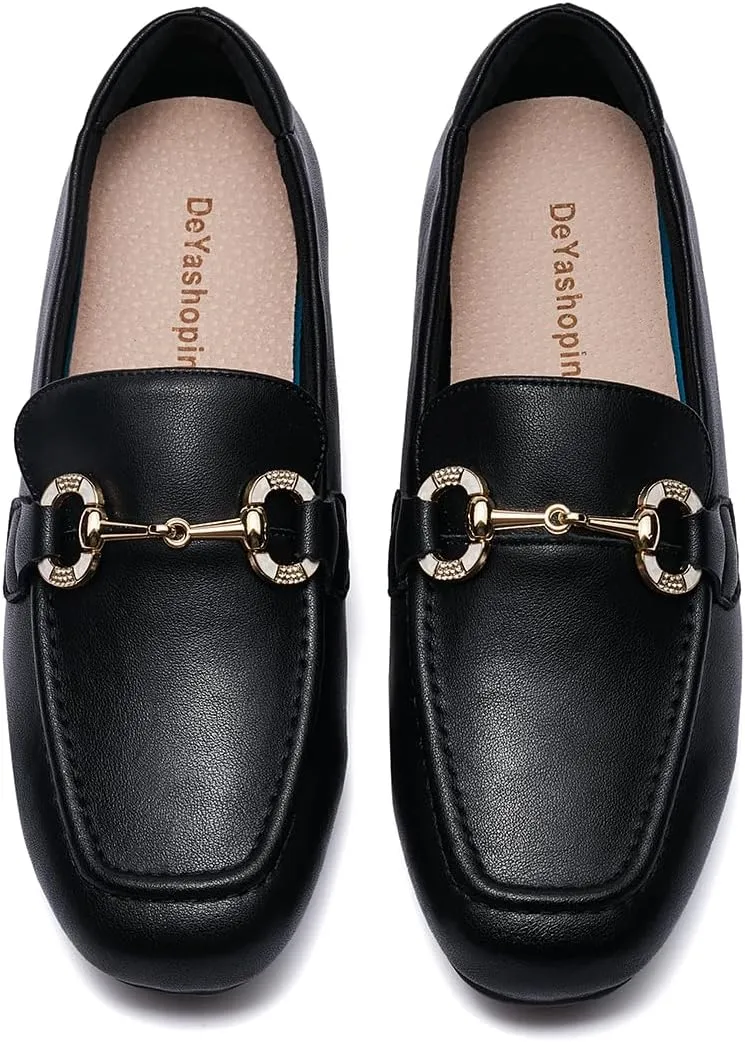 DeYashopin Womens Loafers Shoes Fashion Low Heel Slip on Shoes Comfortable Driving Flats