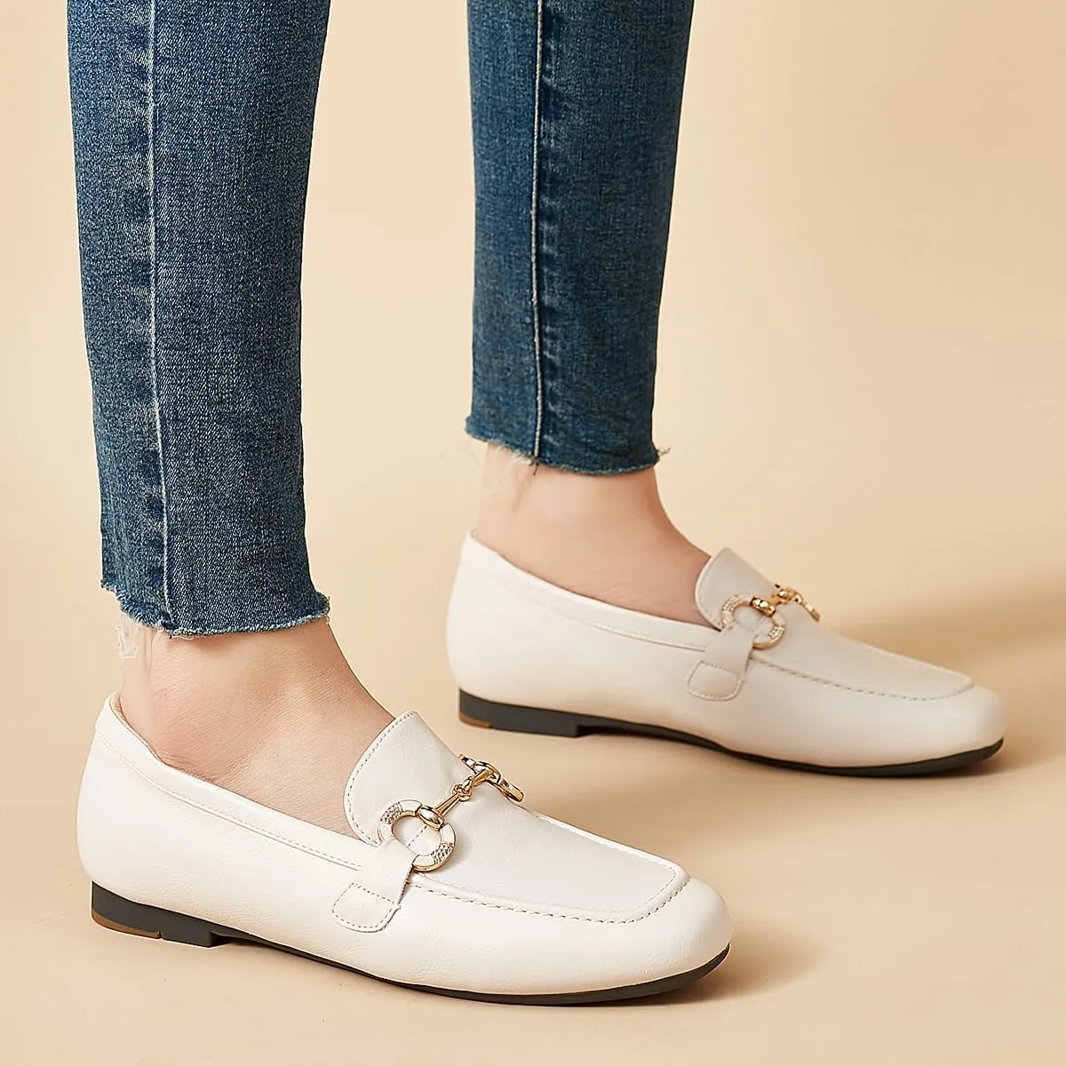 DeYashopin Womens Loafers Shoes Fashion Low Heel Slip on Shoes Comfortable Driving Flats
