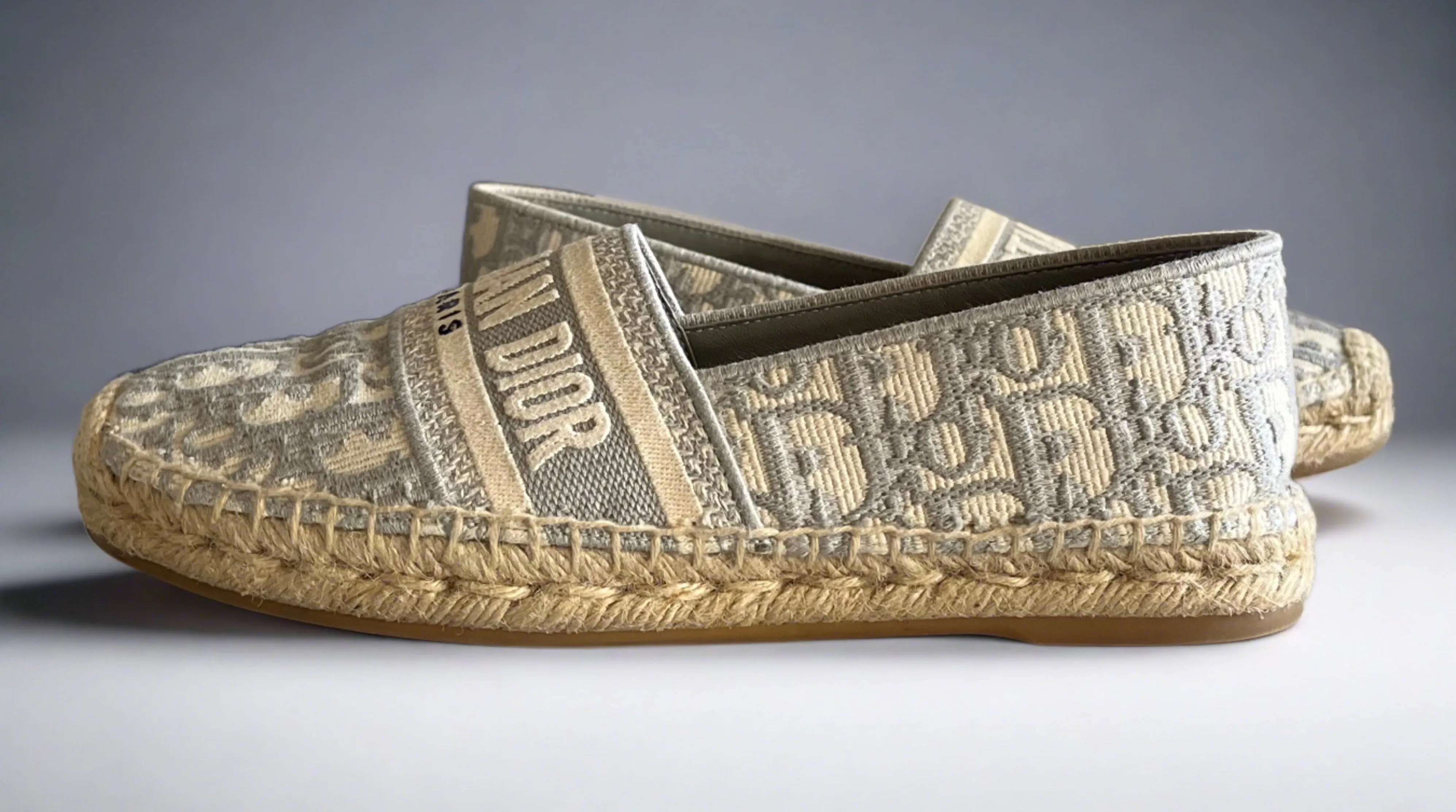 Dior Granville Espadrille, Grey Stone Oblique