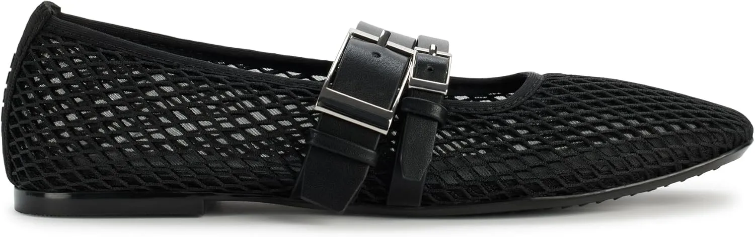 DKNY Women's Dade Mesh Ballet Flat with Belt Detail