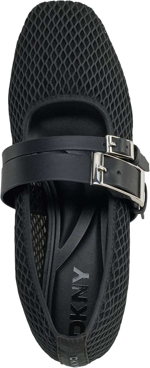 DKNY Women's Dade Mesh Ballet Flat with Belt Detail