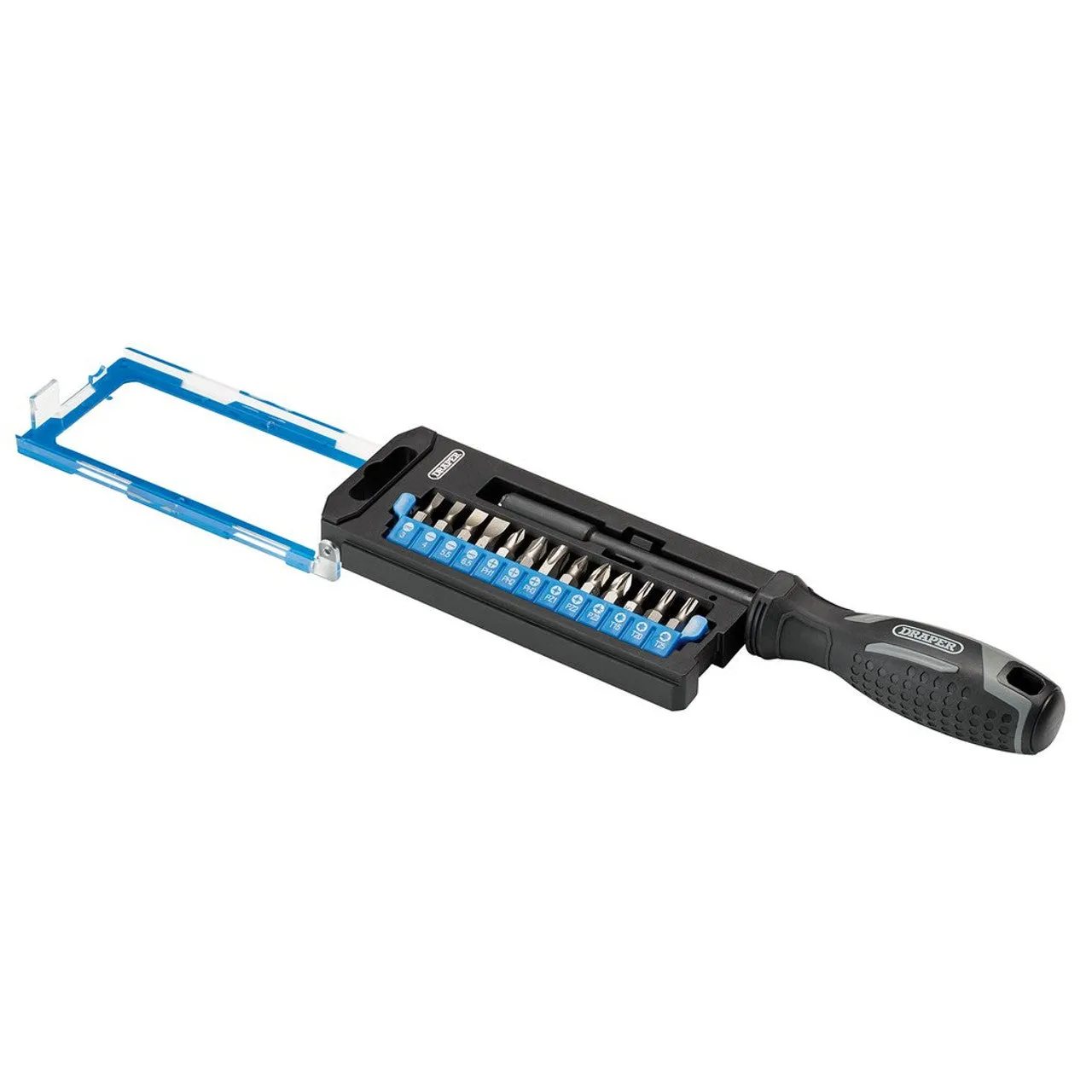 Draper Soft Grip Magnetic Screwdriver & Bit Set 1/4" x 100mm 14 Piece