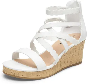 DREAM PAIRS Girls Wedge Sandals Flatform Open Toe Platform Sandals Espadrille Flower Wedding Party for Little Kid/Big Kid