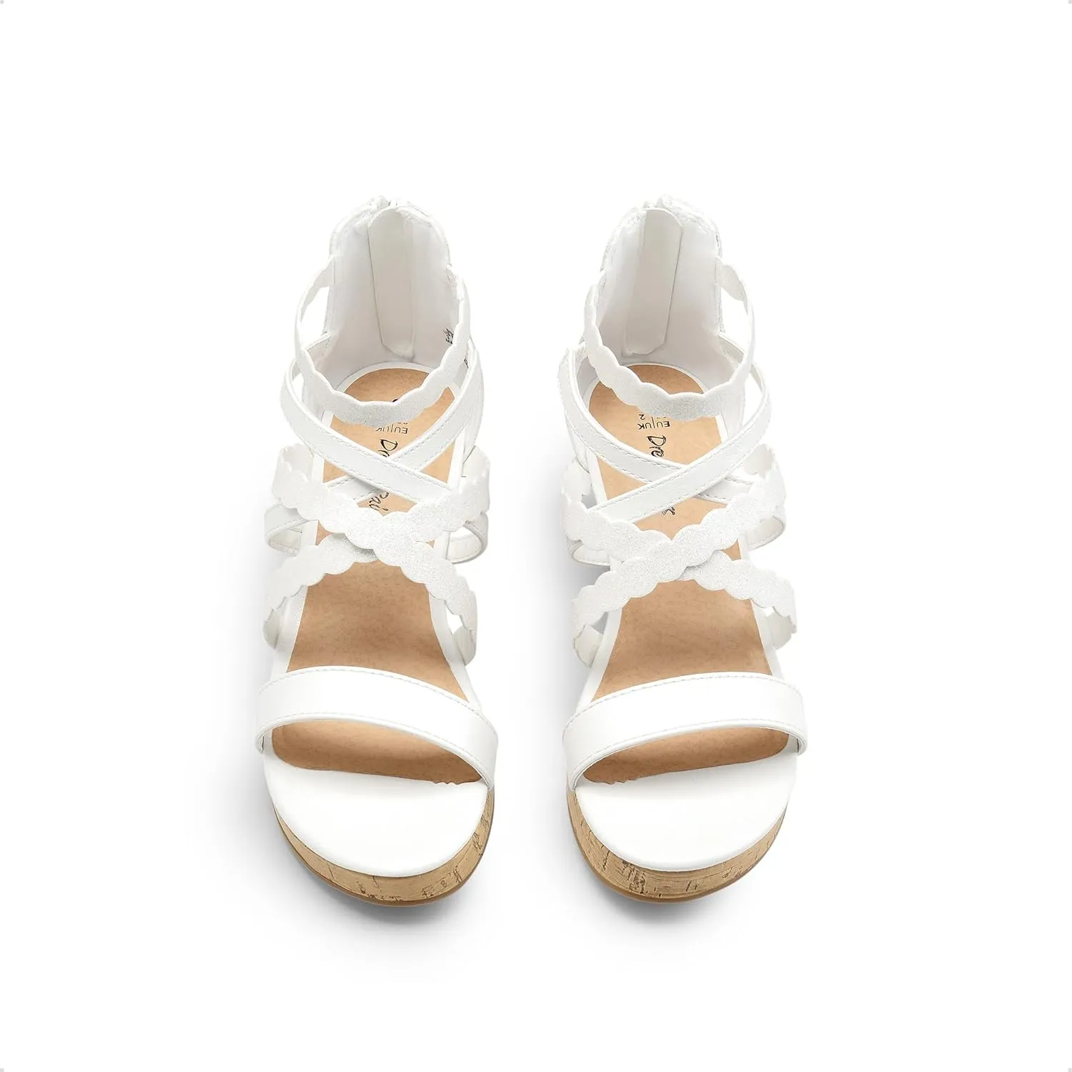 DREAM PAIRS Girls Wedge Sandals Flatform Open Toe Platform Sandals Espadrille Flower Wedding Party for Little Kid/Big Kid