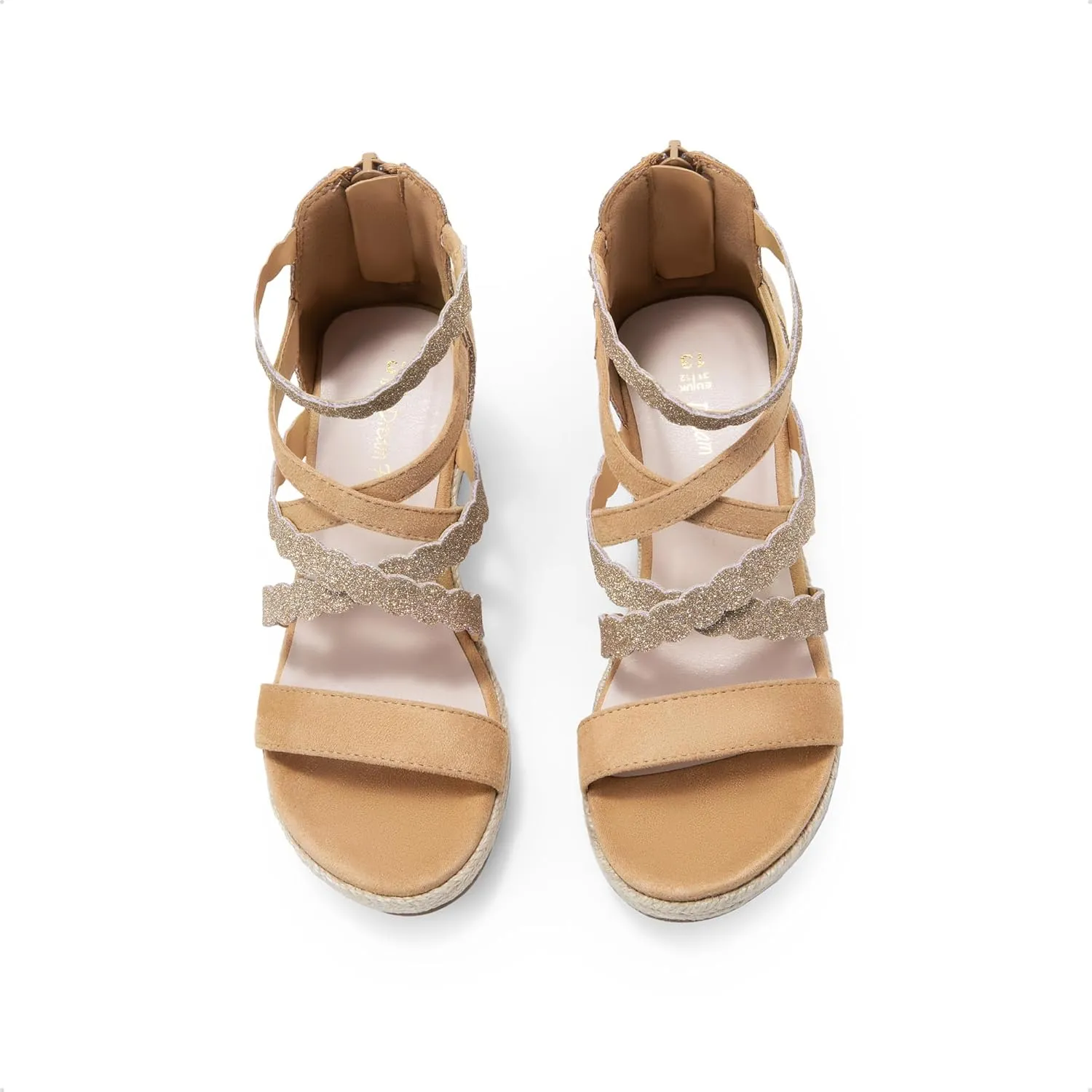 DREAM PAIRS Girls Wedge Sandals Flatform Open Toe Platform Sandals Espadrille Flower Wedding Party for Little Kid/Big Kid