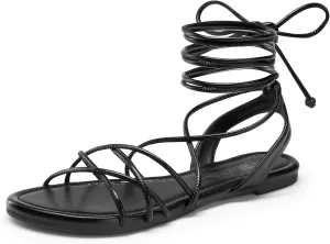 DREAM PAIRS Lace-up Gladiator Sandals Strappy Dressy Summer Flat Sandals for Women