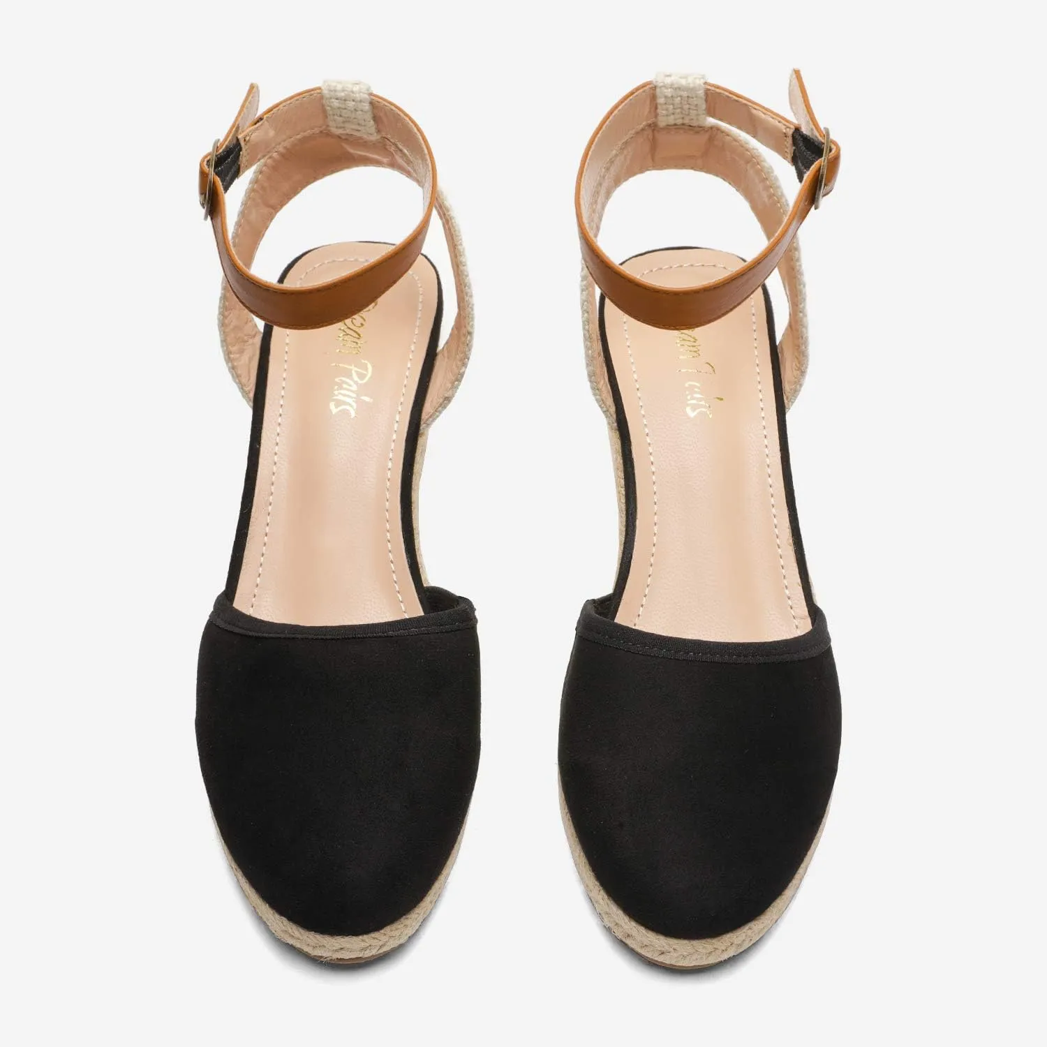 DREAM PAIRS Women's Ankle Strap Closed Toe Espadrille Wedge Heels Sandals