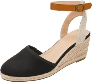 DREAM PAIRS Women's Ankle Strap Closed Toe Espadrille Wedge Heels Sandals