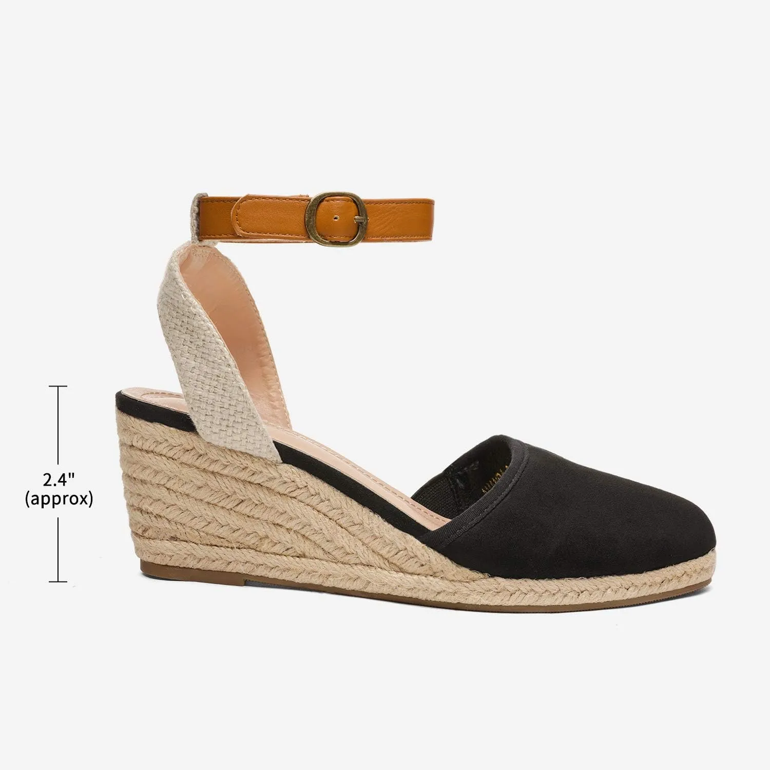 DREAM PAIRS Women's Ankle Strap Closed Toe Espadrille Wedge Heels Sandals