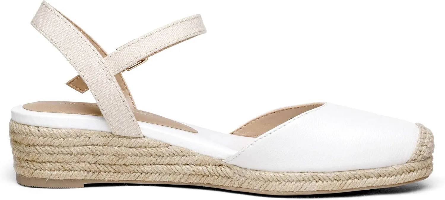 DREAM PAIRS Women's Closed Toe Elastic Ankle Strap Espadrilles Wedge Sandals