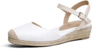 DREAM PAIRS Women's Closed Toe Elastic Ankle Strap Espadrilles Wedge Sandals