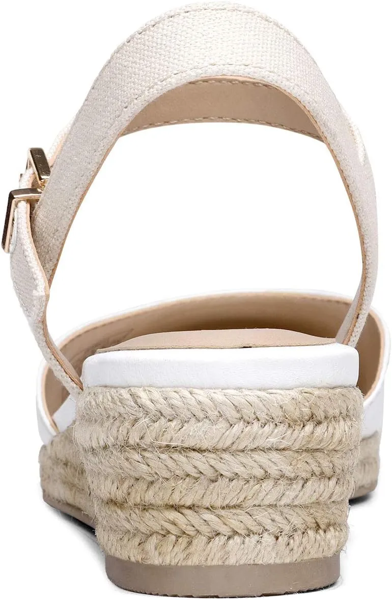 DREAM PAIRS Women's Closed Toe Elastic Ankle Strap Espadrilles Wedge Sandals
