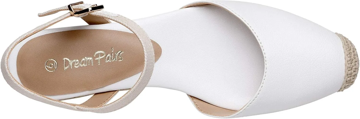 DREAM PAIRS Women's Closed Toe Elastic Ankle Strap Espadrilles Wedge Sandals