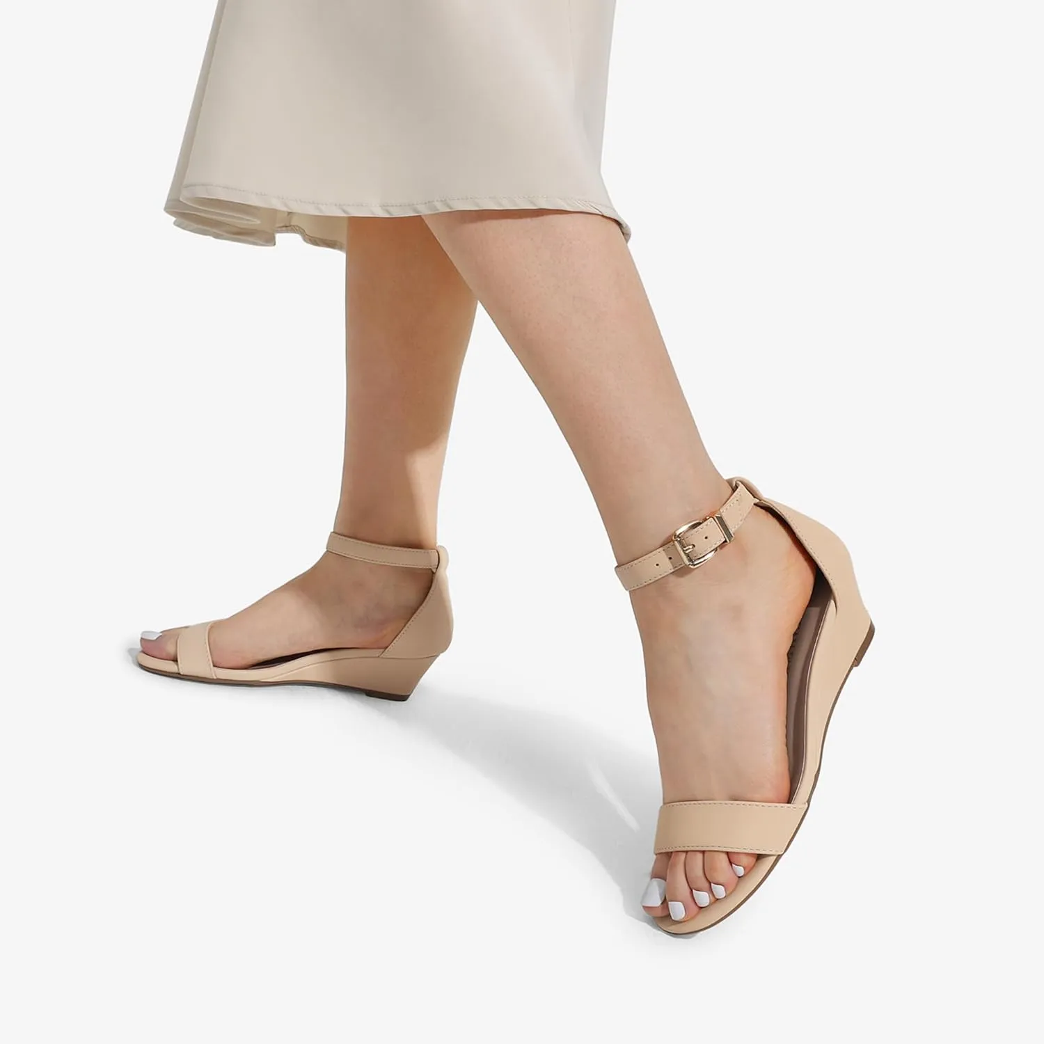 DREAM PAIRS Women's Ingrid Ankle Strap Low Wedge Sandal