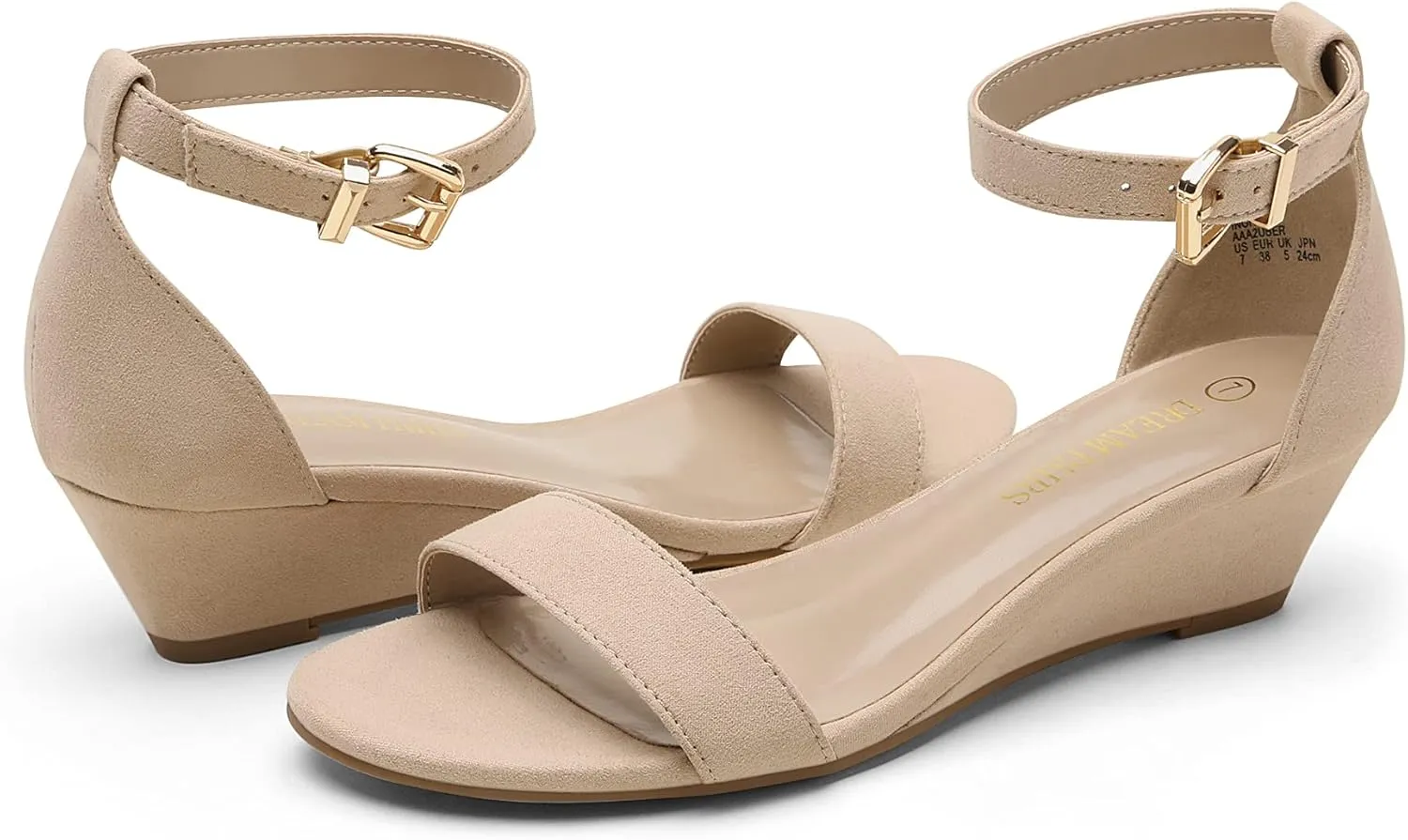 DREAM PAIRS Women's Ingrid Ankle Strap Low Wedge Sandal