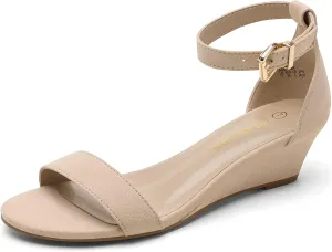 DREAM PAIRS Women's Ingrid Ankle Strap Low Wedge Sandal