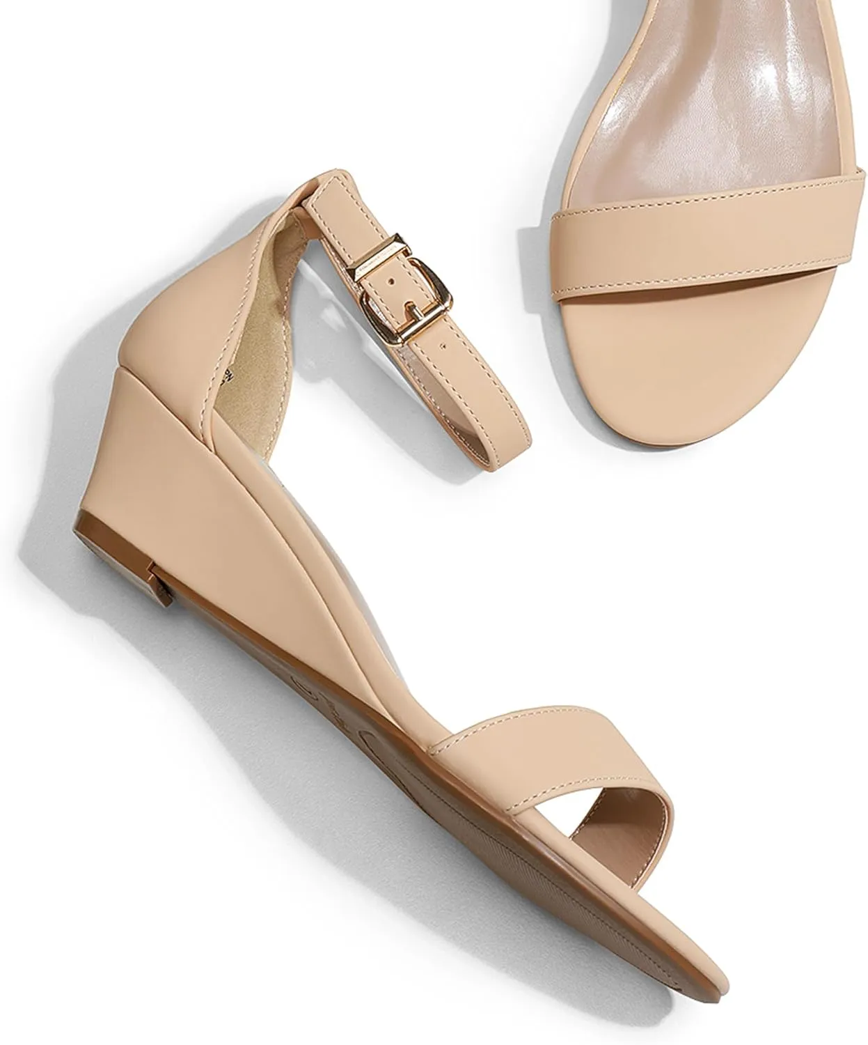 DREAM PAIRS Women's Ingrid Ankle Strap Low Wedge Sandal