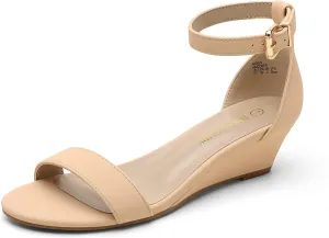DREAM PAIRS Women's Ingrid Ankle Strap Low Wedge Sandal