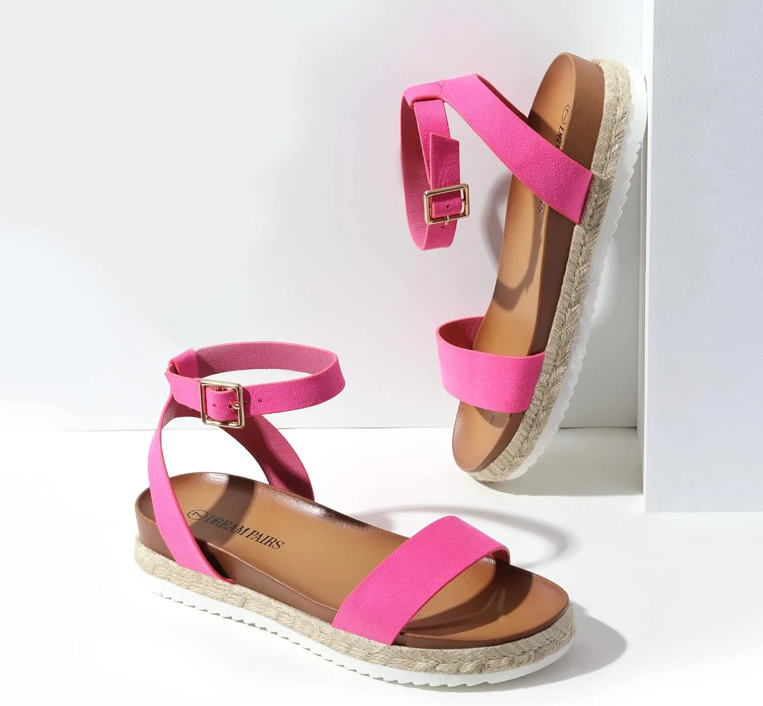 DREAM PAIRS Women's Open Toe Platform Espadrille Wedge Sandals Comfortable One Band Dressy Casual Sandals for Women