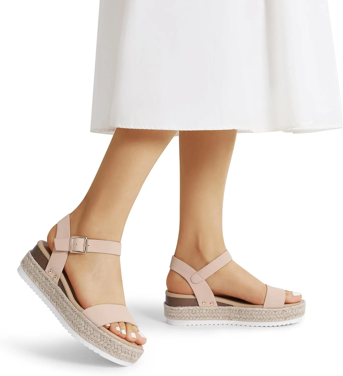 DREAM PAIRS Women's Platform Espadrilles Wedge Sandals, Comfortable Open Toe One Band Sandals for Women Dressy Casual Summer