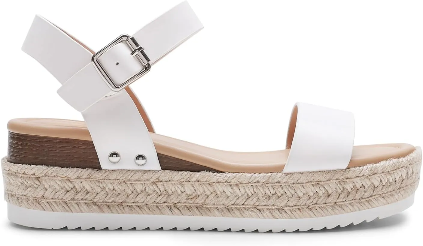 DREAM PAIRS Women's Platform Espadrilles Wedge Sandals, Comfortable Open Toe One Band Sandals for Women Dressy Casual Summer