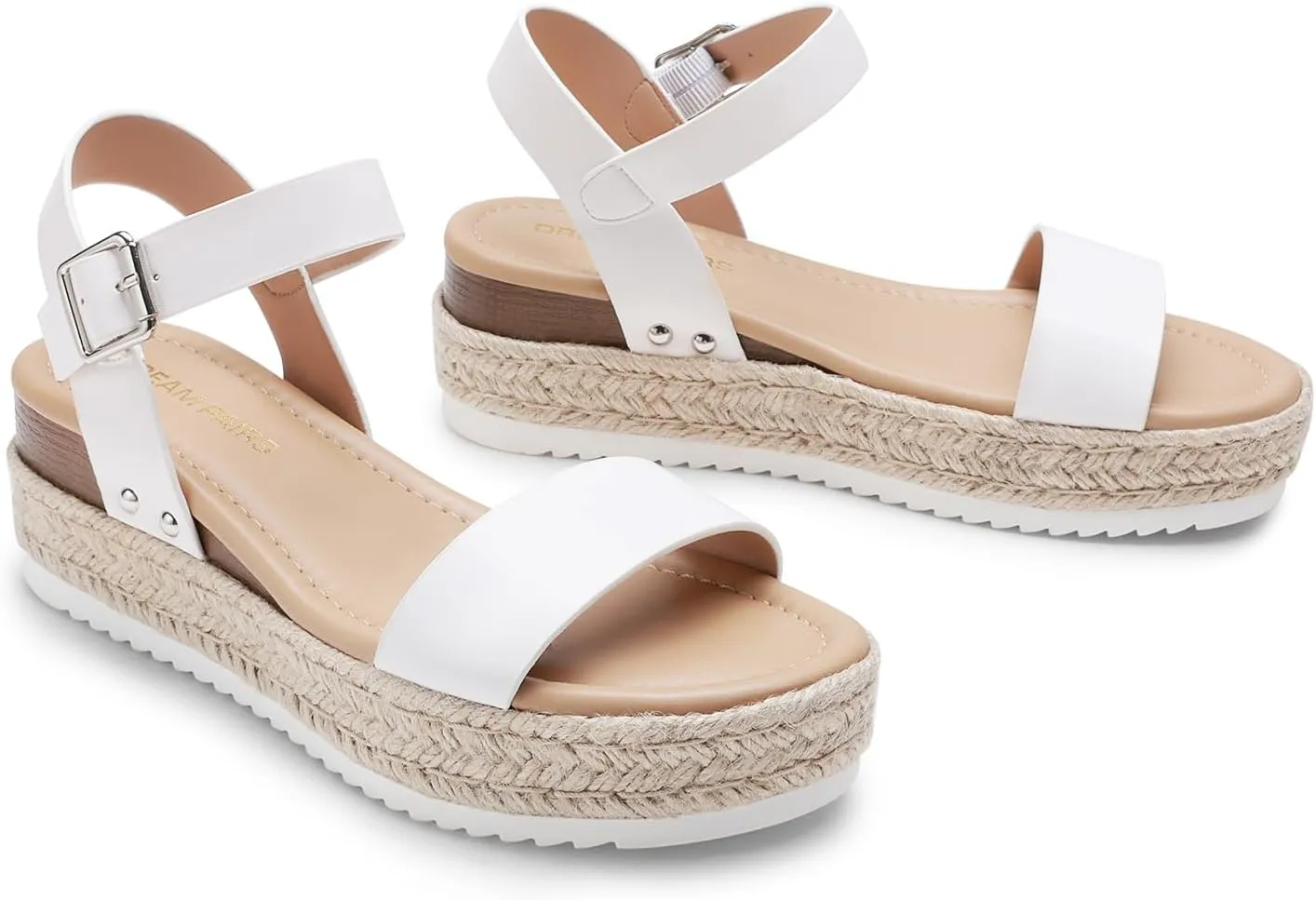 DREAM PAIRS Women's Platform Espadrilles Wedge Sandals, Comfortable Open Toe One Band Sandals for Women Dressy Casual Summer