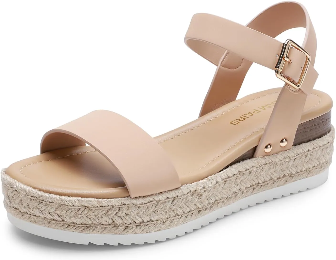 DREAM PAIRS Women's Platform Espadrilles Wedge Sandals, Comfortable Open Toe One Band Sandals for Women Dressy Casual Summer
