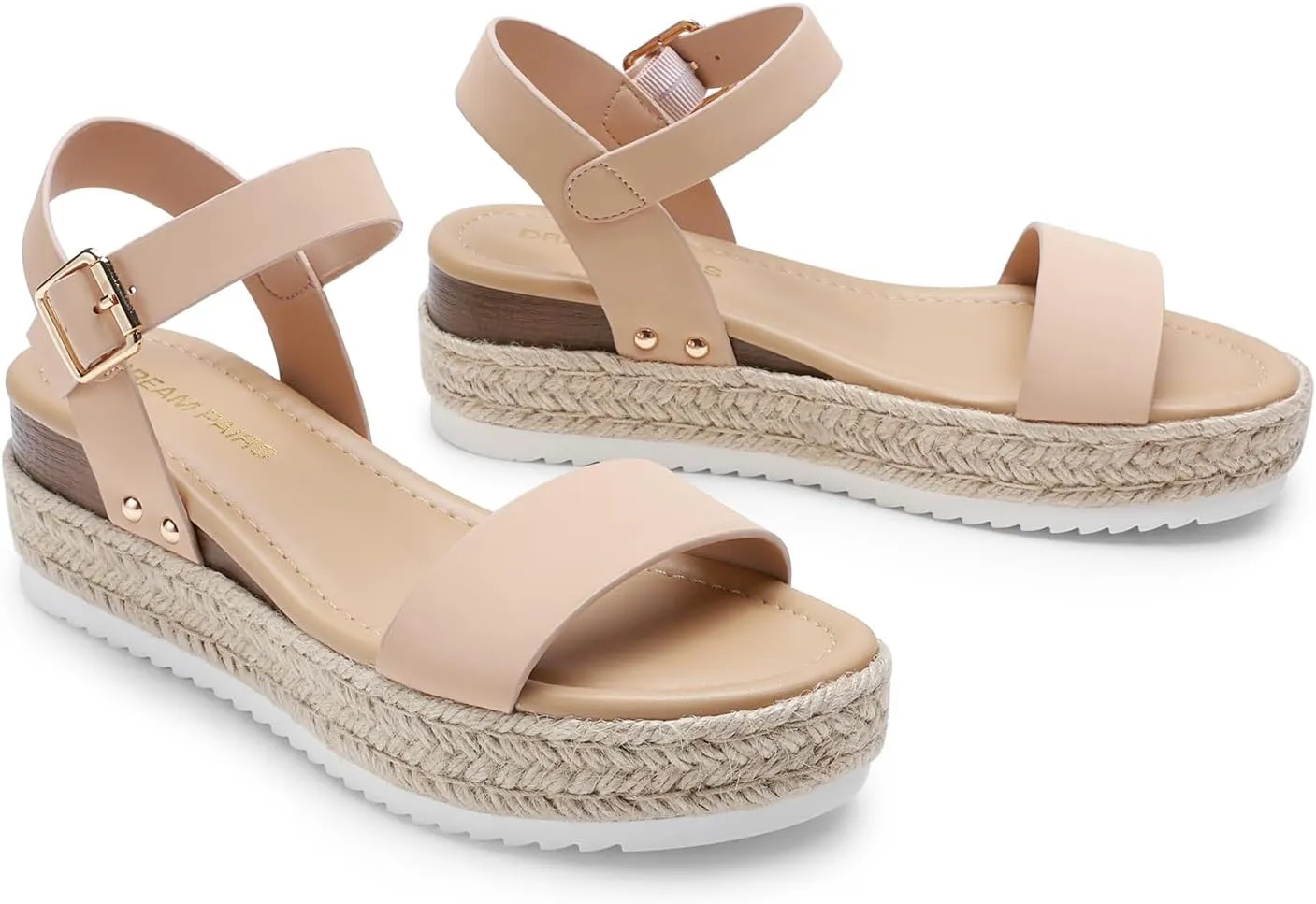 DREAM PAIRS Women's Platform Espadrilles Wedge Sandals, Comfortable Open Toe One Band Sandals for Women Dressy Casual Summer