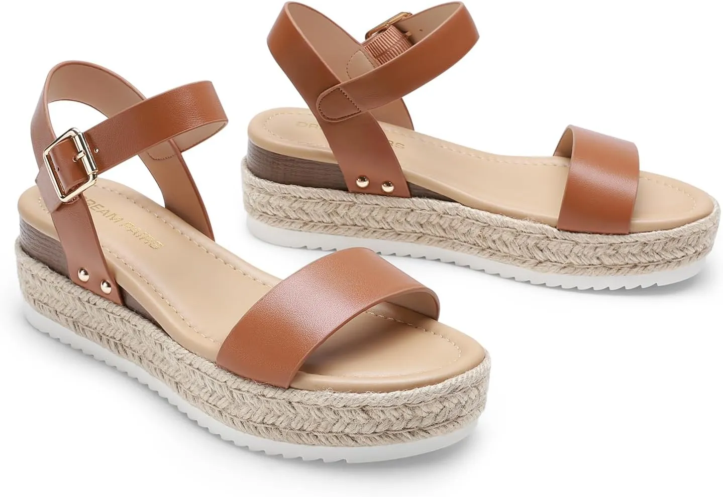 DREAM PAIRS Women's Platform Espadrilles Wedge Sandals, Comfortable Open Toe One Band Sandals for Women Dressy Casual Summer