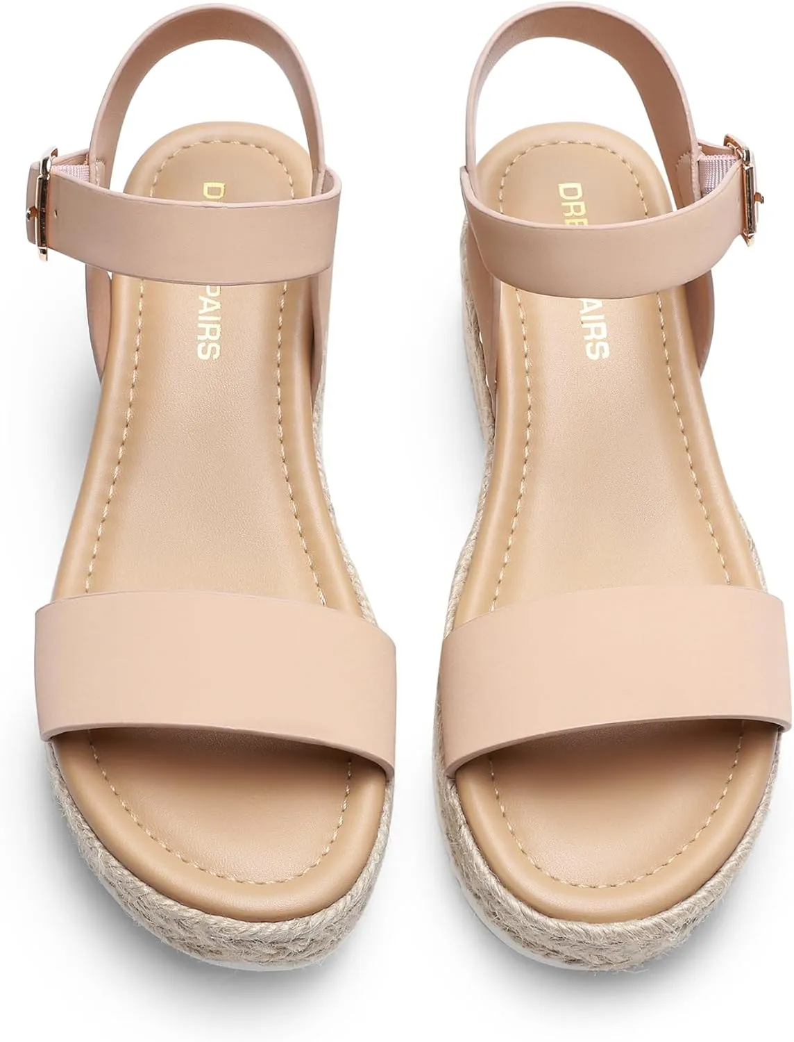 DREAM PAIRS Women's Platform Espadrilles Wedge Sandals, Comfortable Open Toe One Band Sandals for Women Dressy Casual Summer