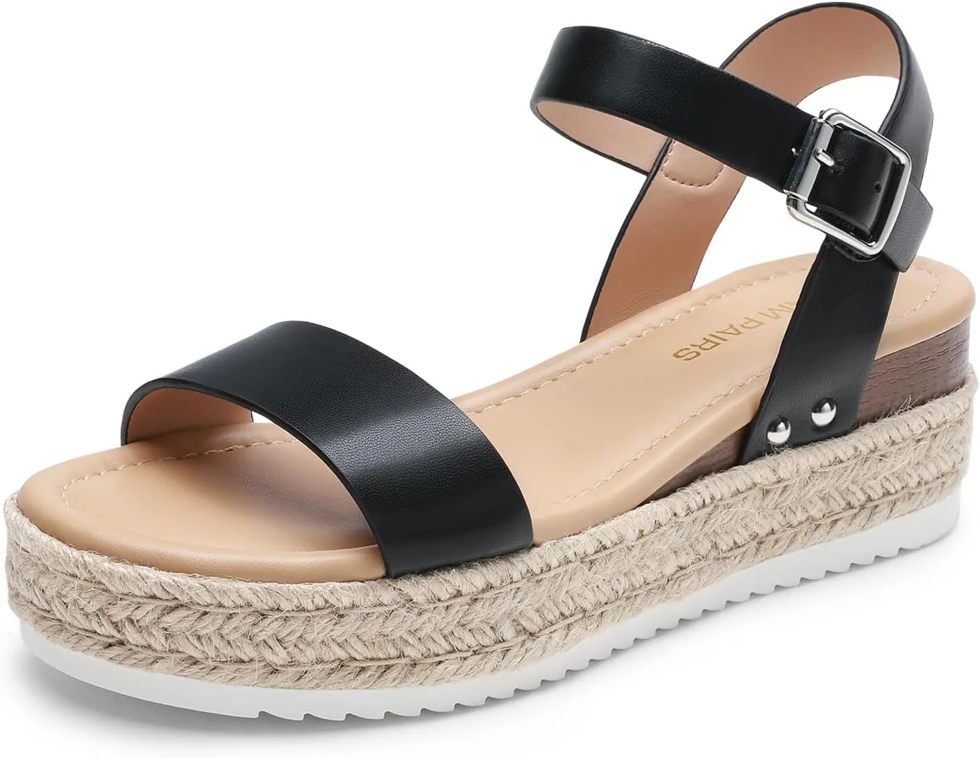 DREAM PAIRS Women's Platform Espadrilles Wedge Sandals, Comfortable Open Toe One Band Sandals for Women Dressy Casual Summer