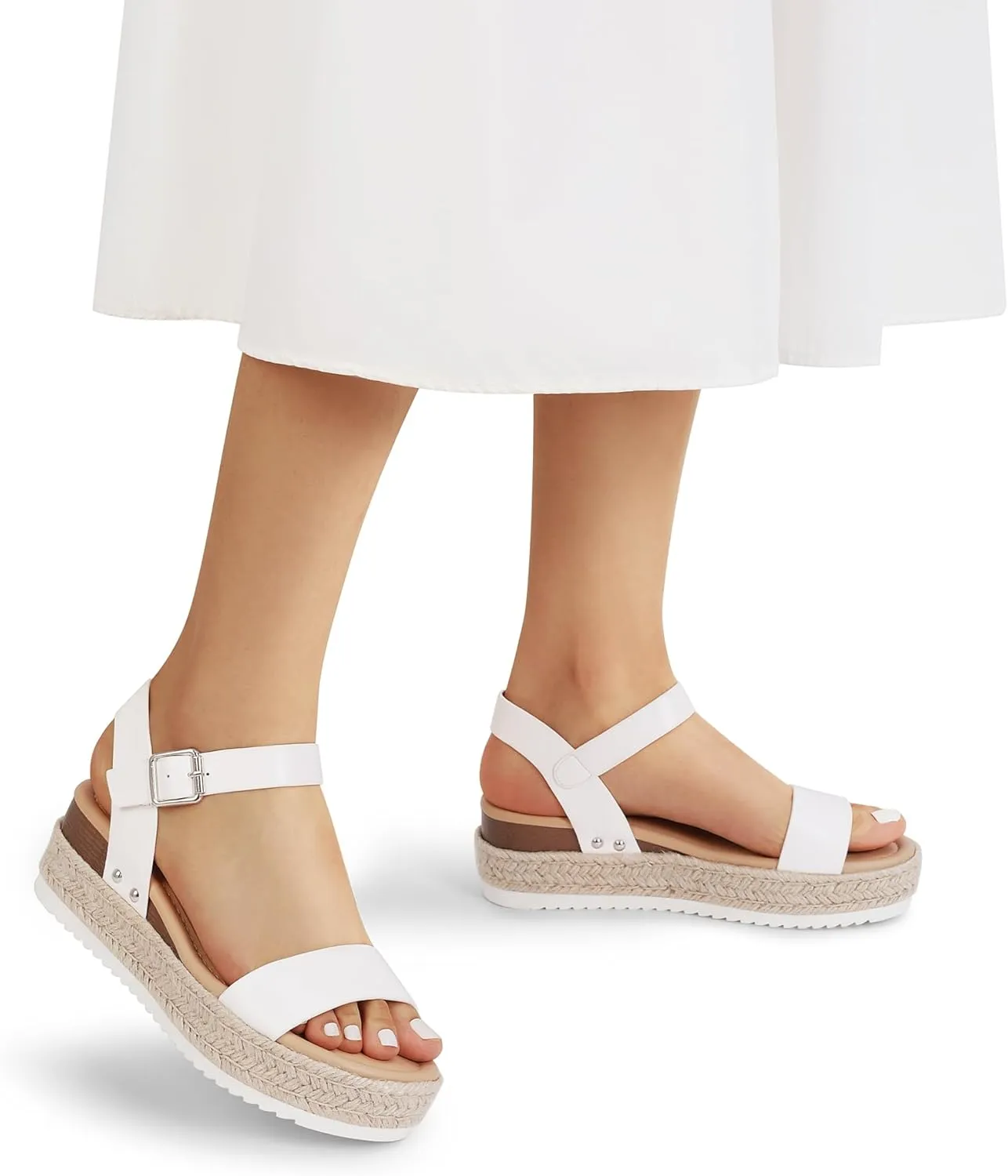 DREAM PAIRS Women's Platform Espadrilles Wedge Sandals, Comfortable Open Toe One Band Sandals for Women Dressy Casual Summer