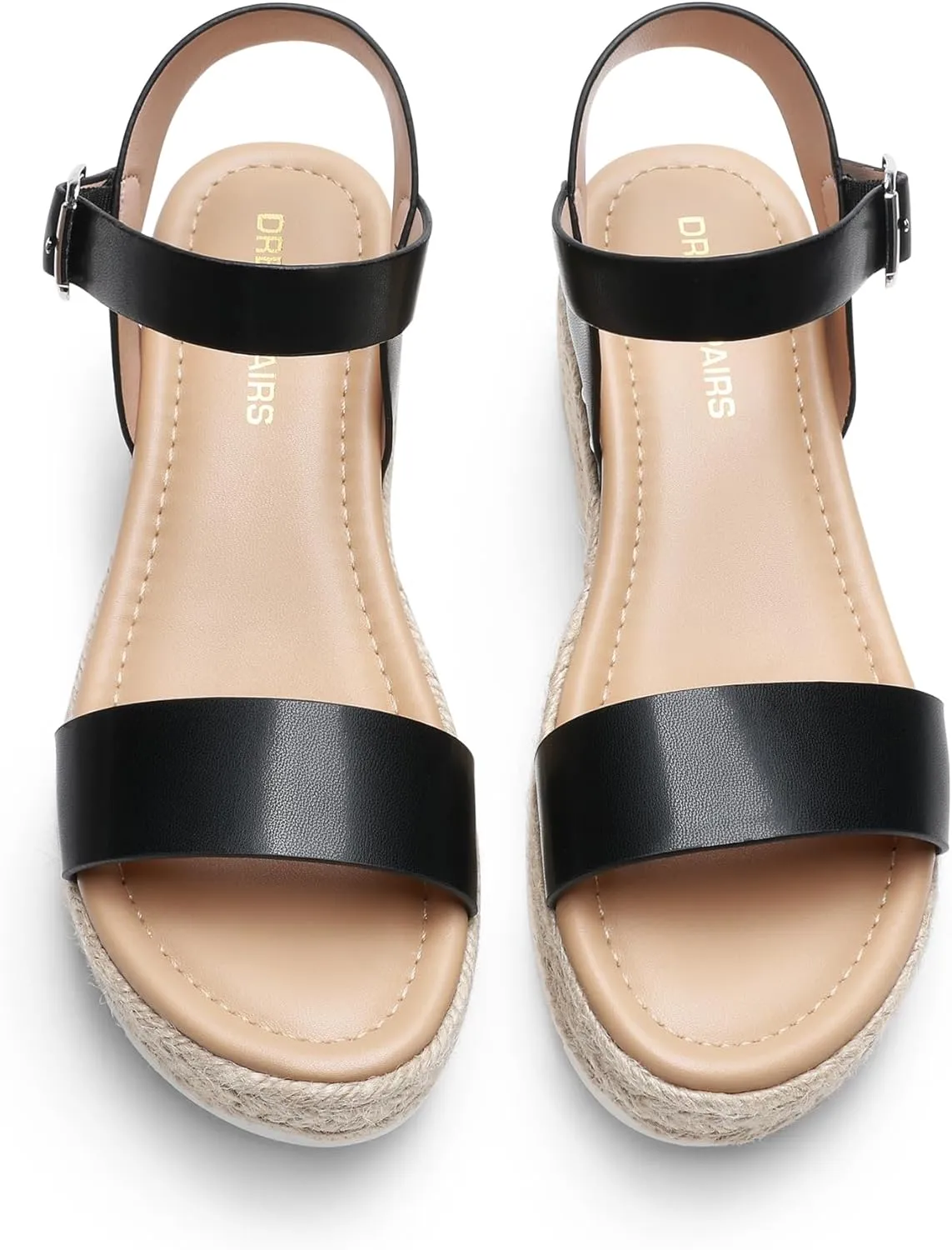 DREAM PAIRS Women's Platform Espadrilles Wedge Sandals, Comfortable Open Toe One Band Sandals for Women Dressy Casual Summer