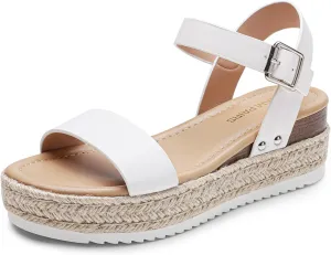 DREAM PAIRS Women's Platform Espadrilles Wedge Sandals, Comfortable Open Toe One Band Sandals for Women Dressy Casual Summer